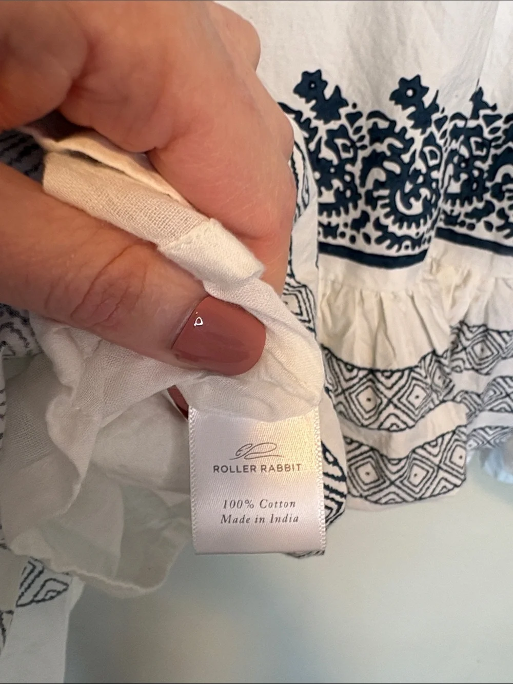 Roller Rabbit Mona Border Maricruz Dress in White Navy size XS